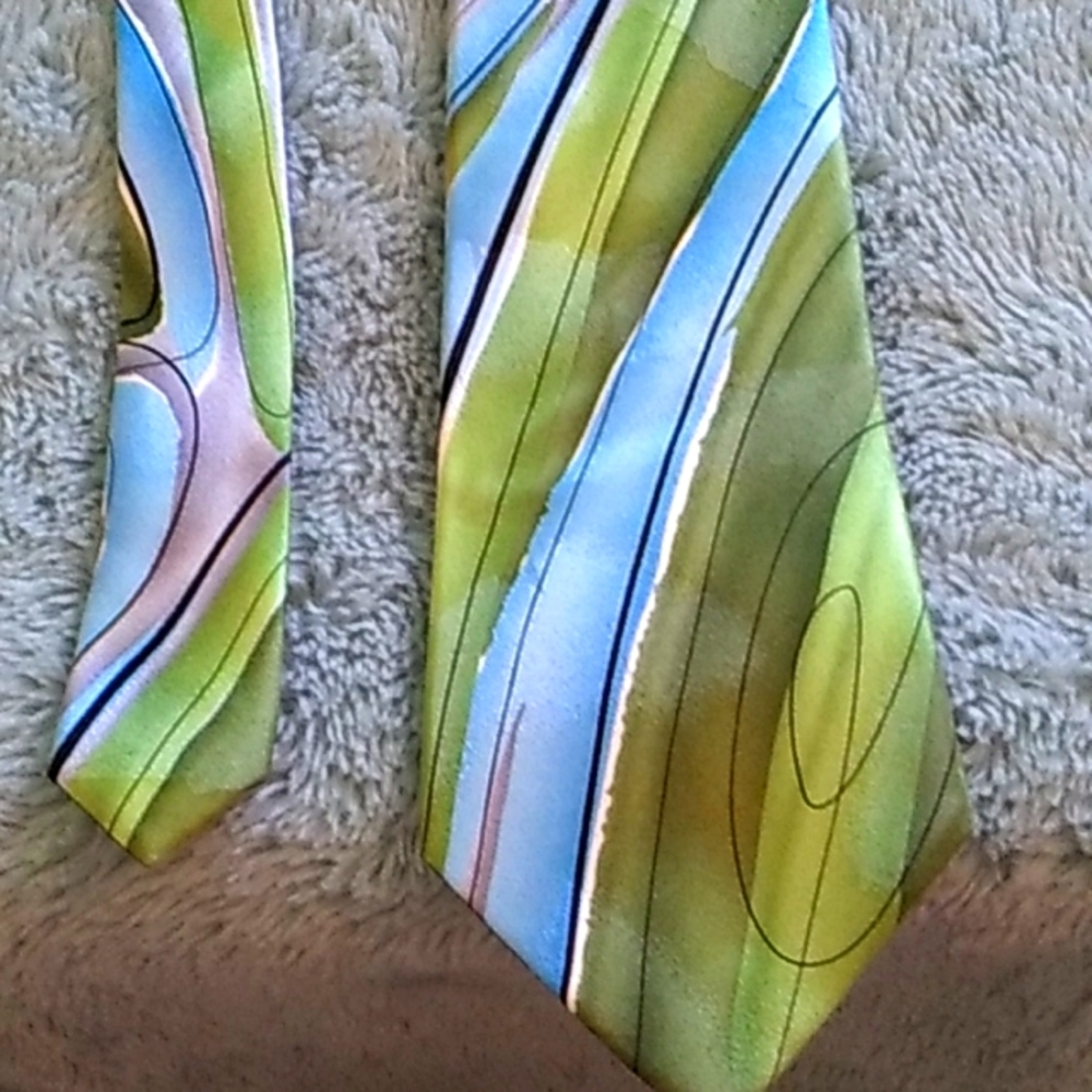 3/$5 blue & green abstract tie j. Garcia